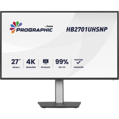 Monitor 27" 4K UHD HB2701, IPS Black 2.0, USB-C 96W, KVM, RJ45, HDR400, Pantone Validated - iiyama HB2701UHSNP-B1