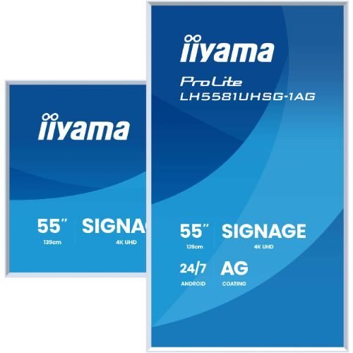 Digital Signage Display 55” 4K UHD Android 14, USB-C, Wi-Fi, Removable Frame – iiyama LH5581UHSG-1AG