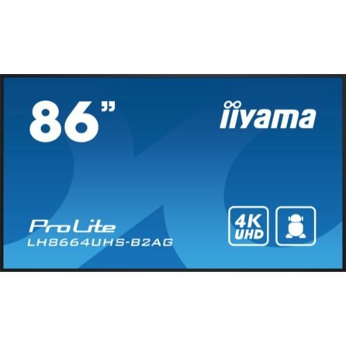 Display Digital Signage 86" 4K UHD, Android 11, Wi-Fi, USB, 24/7 - iiyama LH8664UHS-B2AG