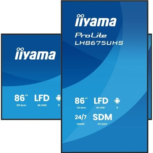 Display Digital Signage 86" 4K UHD Android 11, HDMI/DP, Wi-Fi, SDM Slot, 24/7 - iiyama LH8675UHS