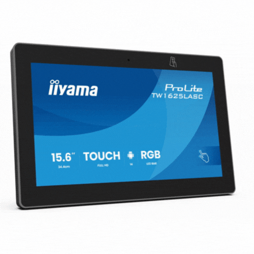 Panel PC 15.6" Touchscreen Android 12, POE, NFC/RFID, RGB LED, IPS, 10 Touch - iiyama TW1625LASC-B3PNR
