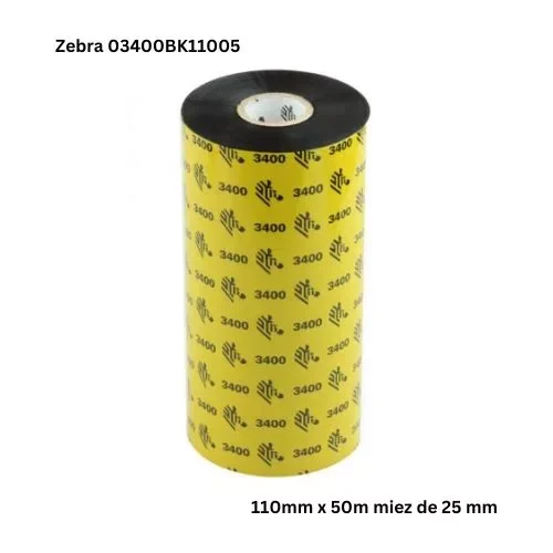 Zebra Wax and Resin Ribbon Sample 03400BK11005