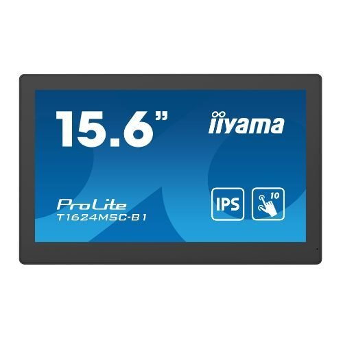 Touchscreen Monitor 15.6" Full HD PCAP 10 Touch, IPS, HDMI, Media Player, Folding Stand - iiyama T1624MSC