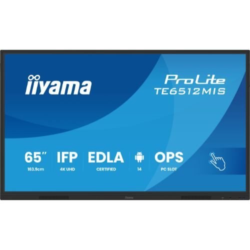 65” 4K UHD interactive display with PureTouch-IR touch, Android 14 and iiWare 13E – iiyama TE6512MIS-B4AG