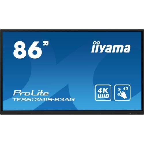 Interactive display 86" 4K, PureTouch-IR 40-touch, USB-C 65W, iiWare 10, Wi-Fi 6, OPS - iiyama TE8612MIS-B3AG