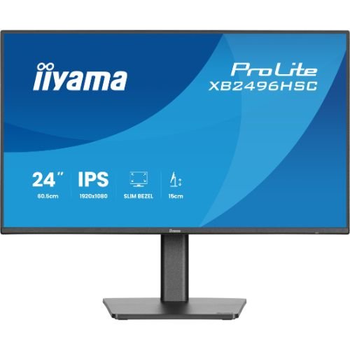 Monitor 24", IPS Full HD, 144Hz, USB-C 65W, HDR, Speakers, Ergonomic - iiyama XB2496HSC-B1