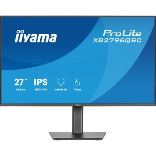 Monitor 27", QHD IPS, USB-C 65W, 75Hz, Speakers, Ergonomic Adjustment - iiyama XB2796QSC-B1
