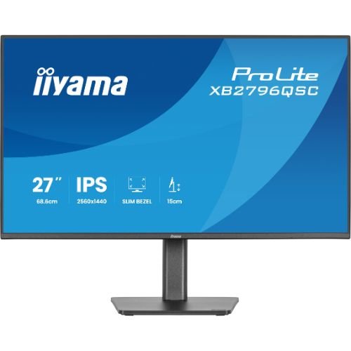 Monitor 27", QHD IPS, USB-C 65W, 75Hz, Speakers, Ergonomic Adjustment - iiyama XB2796QSC-B1