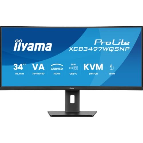 34'' UWQHD Curved Monitor, 120Hz USB-C KVM Dock - iiyama ProLite XCB3497WQSNP-B1