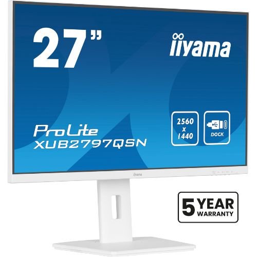 Monitor 27” QHD IPS, 100Hz, USB-C Dock 65W, RJ45, HDMI/DP, height adjustment – ​​iiyama XUB2797QSN-W2