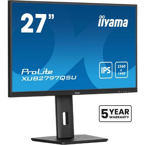 27” QHD IPS Monitor, 100Hz, 1ms MPRT, USB 3.2 Hub, HDMI/DP, height adjustment – ​​iiyama XUB2797QSU-B2