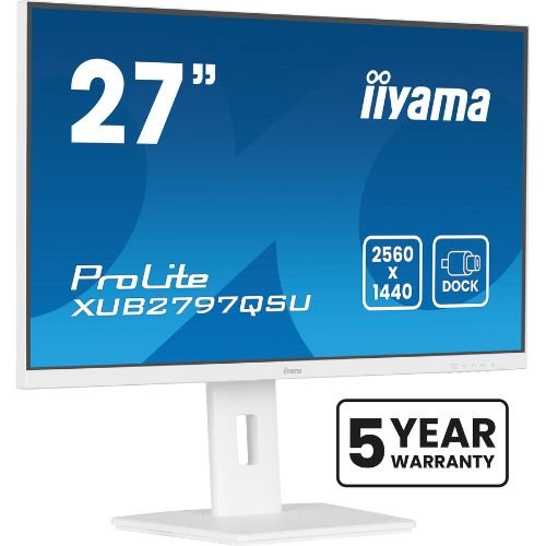 LED Monitor 27" QHD IPS, 100Hz, 1ms MPRT, AdaptiveSync, USB 3.2 Hub, HDMI, DP, height adjustment 150mm, white – iiyama XUB2797QSU-W2