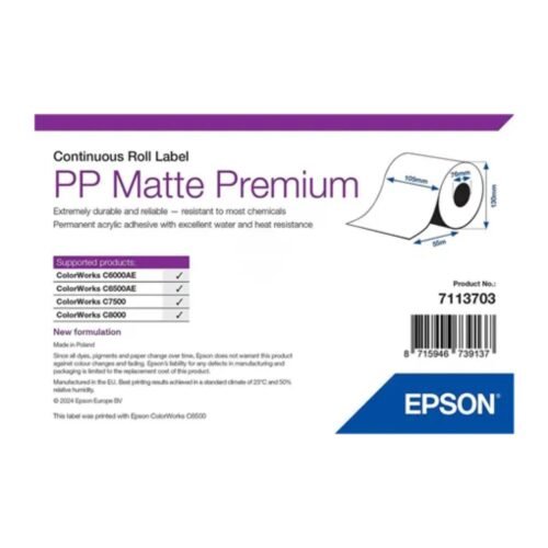Continuous synthetic label PP Matte Premium 105 mm x 55 m Epson 7113703