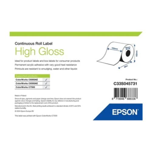 Continuous High Gloss Paper Label 102 mm x 58 m Epson 7113766
