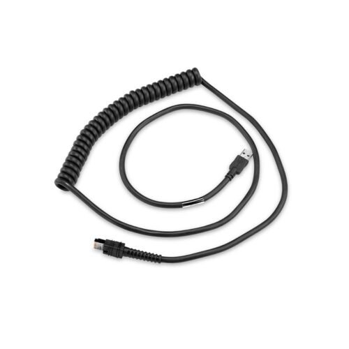 Zebra CBA-U75-C09ZAR Power Plus USB cable, 2.8 m, spiral, 12V, black