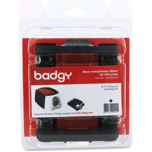 Black monochrome ribbon Badgy200 500 prints Evolis CBGR0500F